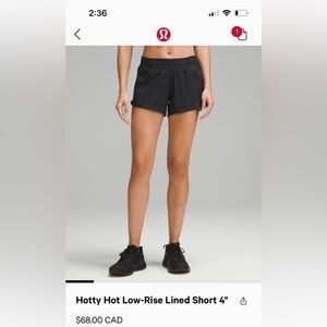 Lululemon Hotty Hot 4” black shorts